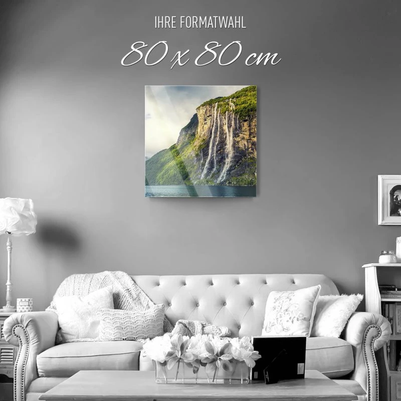 Wasserfall Seven Sisters als Acrylglas Bild 80x80cm
