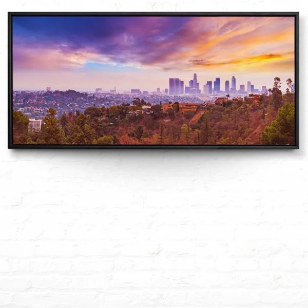 Skyline Los Angeles hills im schwarzen Bilderrahmen, 110x50cm