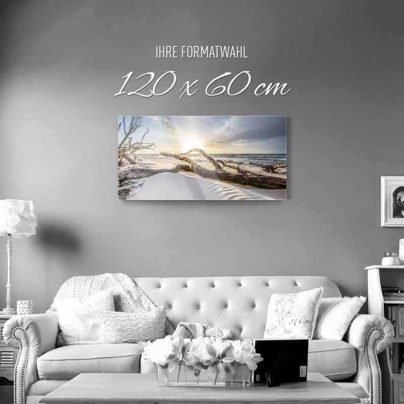 Strand & Meer Sonnenuntergang Ostsee als Acrylglas Bild 120x60cm