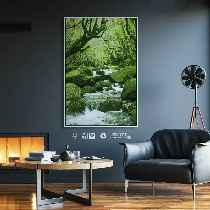 Flüsse & Seen im Hochformat 40x60cm Japan Waldbach mit weißen Bilderrahmen