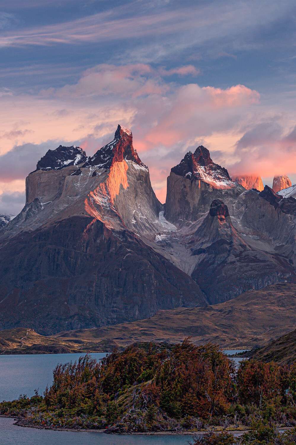 Poster 40x60cm im Hochformat, Sonnenspiele Patagonien Flüsse & Seen