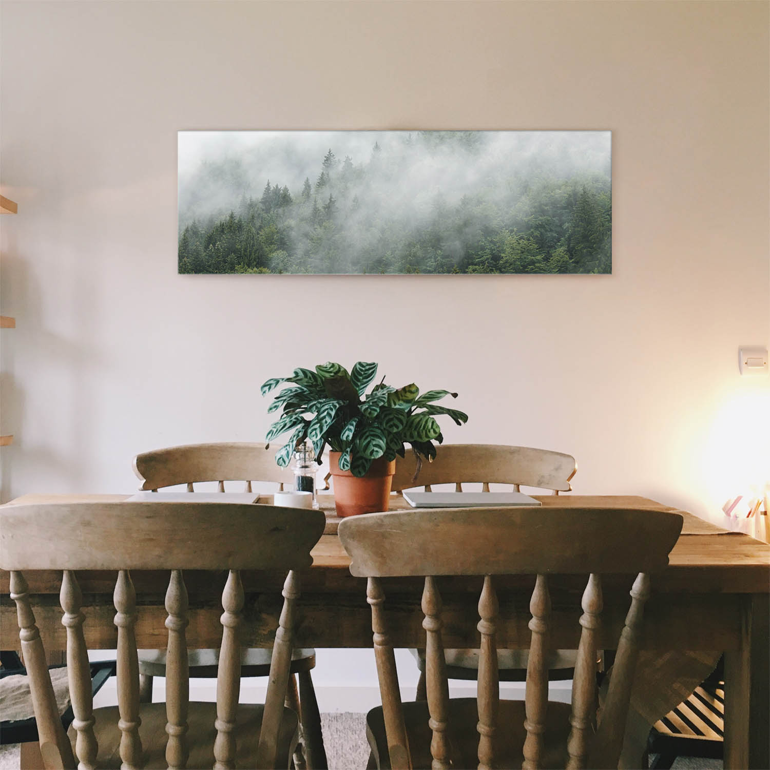 Leinwandbild Im Nebel, Wald & Bäume 90x60cm