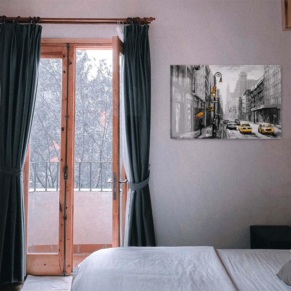 Panorama Acrylglasbild 180x90cm Skyline Gemäldeoptik, schwarz weiß, 