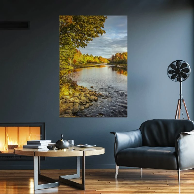 Poster 40x60cm im Hochformat, Herbstidylle USA Flüsse & Seen