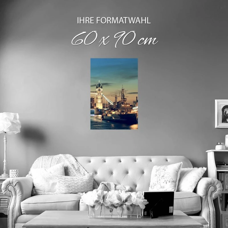 Poster 60x90cm im Hochformat, London Themse Tower Bridge Flüsse & Seen
