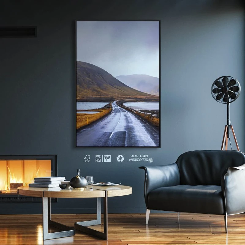 Berge & Gebirge Halbinsel Snæfellsnes Island im Hochformat 100x150cm mit schwarzen Bilderrahmen