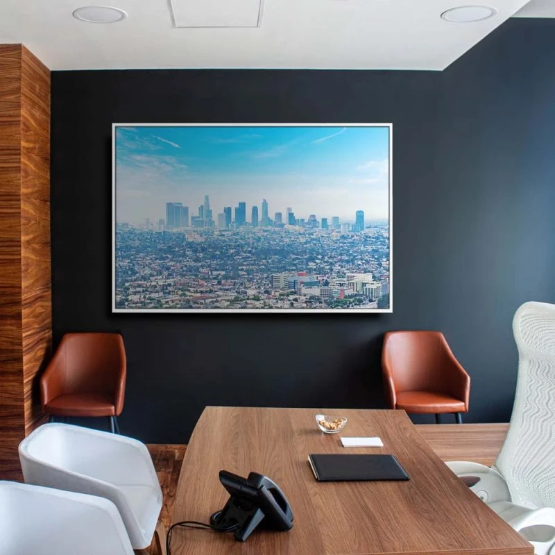 Skyline Los Angeles Panorama im weißen Bilderrahmen, 110x50cm