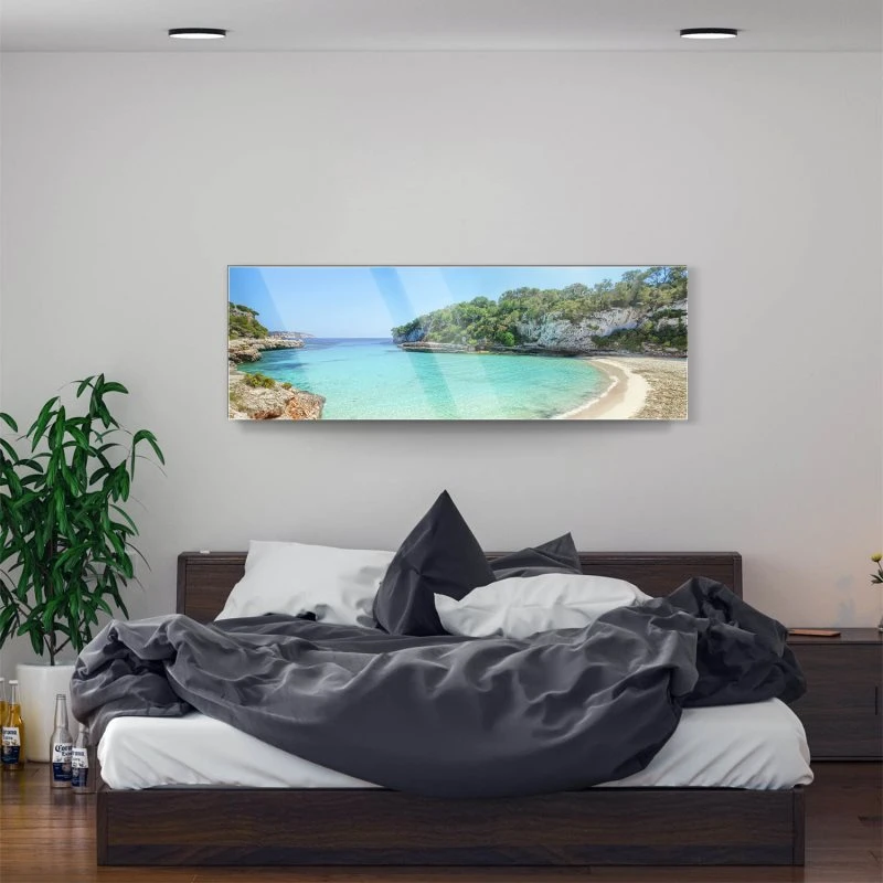 Strand & Meer Cala Llombards, Insel Mallorca als Acrylglasverbund Bild 150x50cm