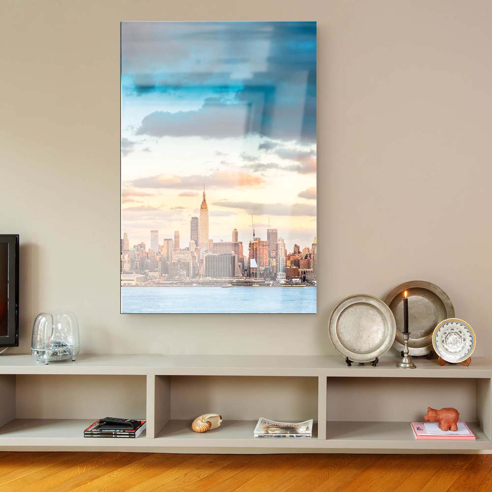 Skyline im Hochformat, 100x150cm Panorama von New York als XXL Acrylglasverbund Bild