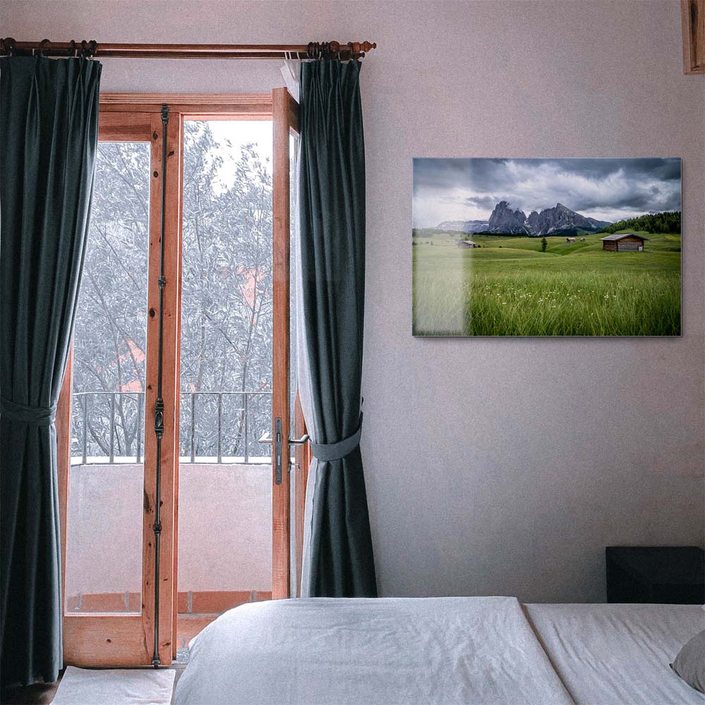 Alpen, Dolomiten Berg Langkofel als Acrylglasverbund Bild 180x90cm