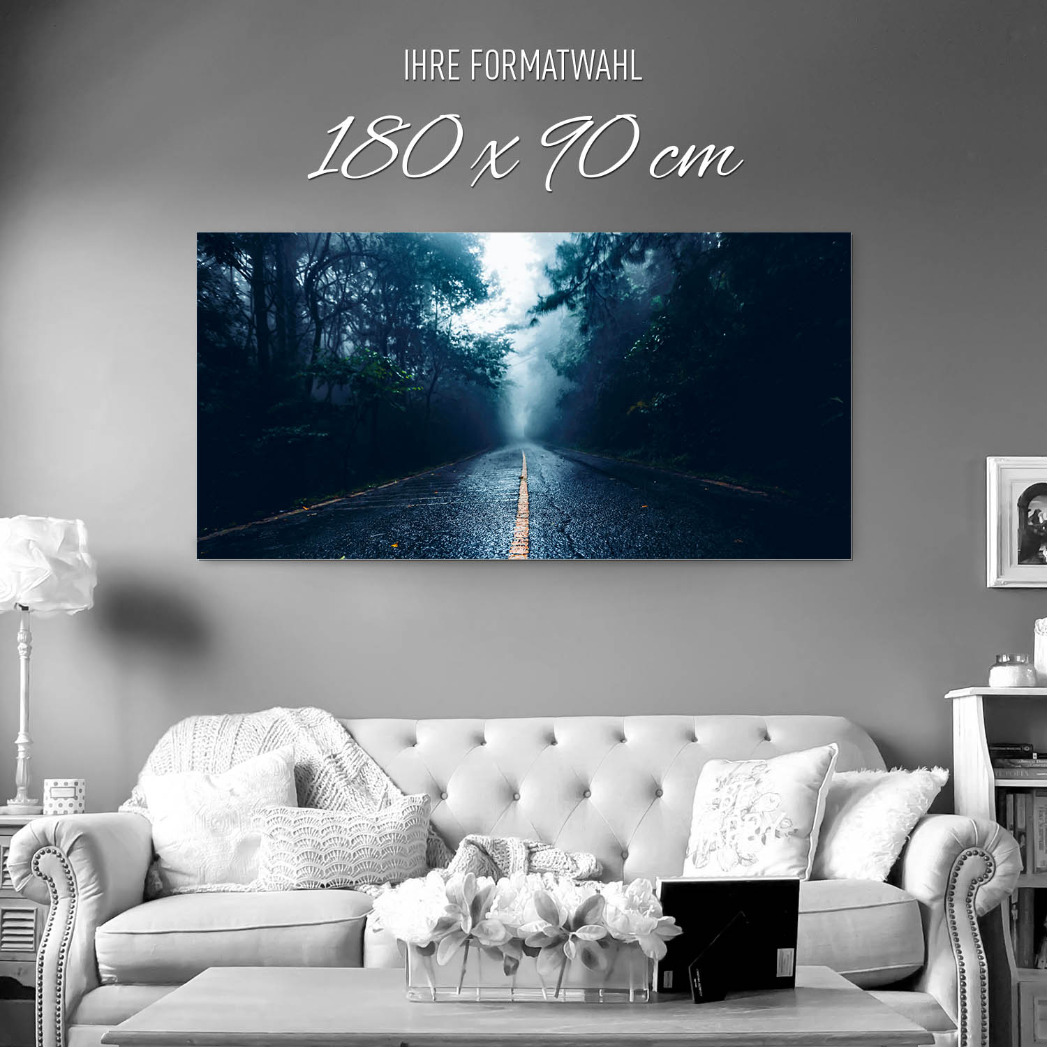 Panorama Alu-Dibond Bild 180x90cm Wald & Bäume Straßenperspektive