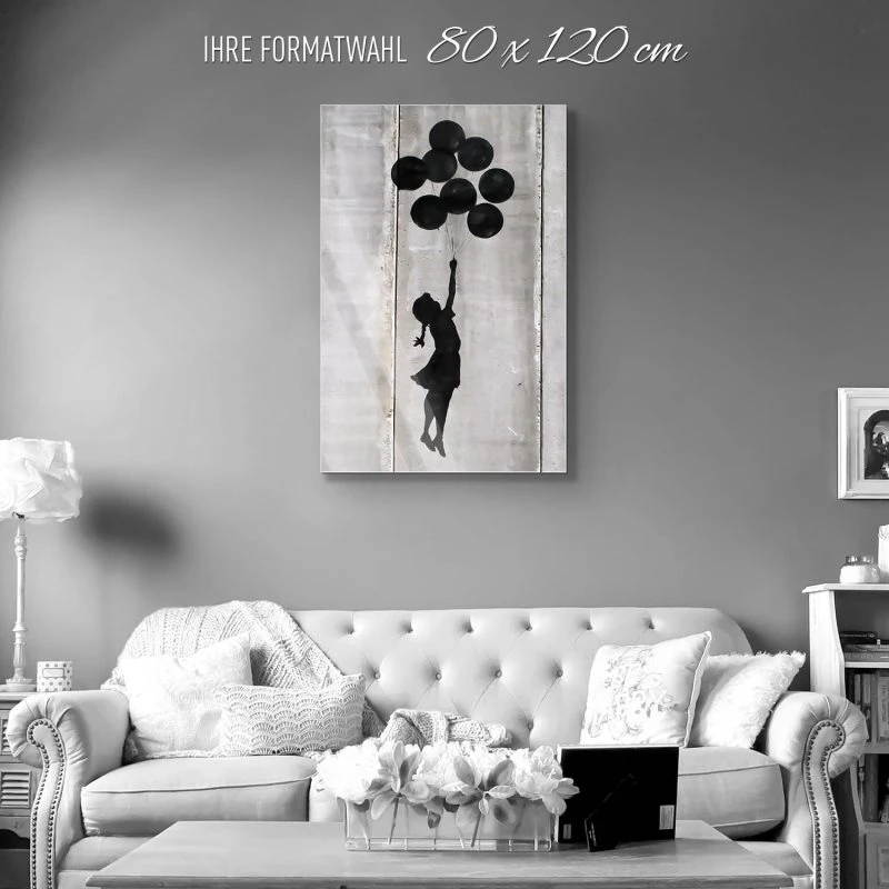 Hochformat Acrylglasverbund Bild, Banksy Girl with ballons in 80x120cm größe