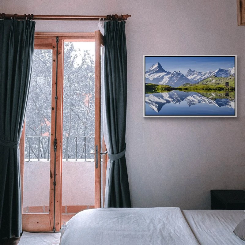 Berge & Gebirge Bachalpsee Schweiz im weißen Bilderrahmen, 100x70cm