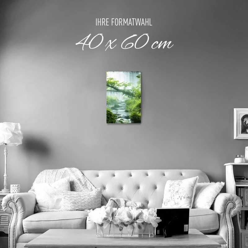 Alu-Dibond Bild im Hochformat, Wasserfall Kitanosawa Japan 40x60cm