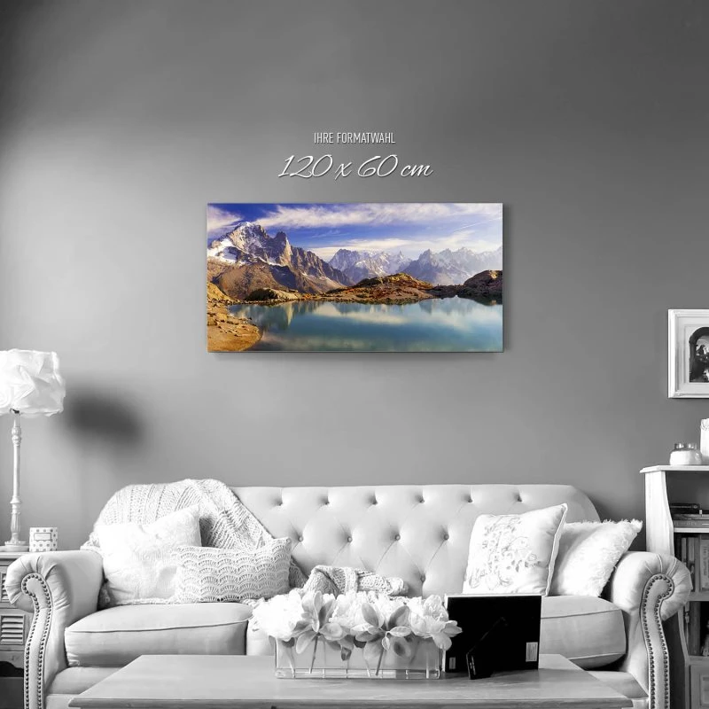 Berge & Gebirge Crystal Lakes Franz. Alpen als Alu-Dibond Bild 120x60cm