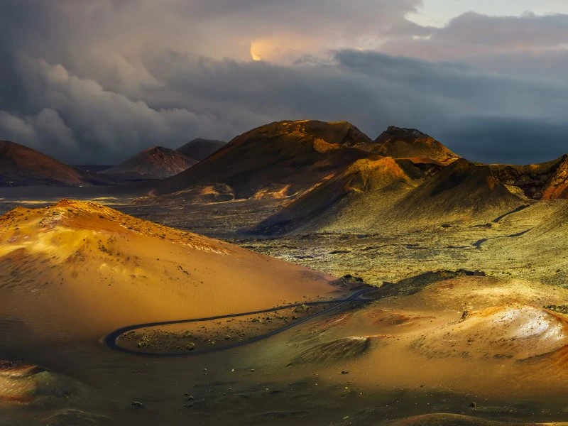200x150cm großes Alu-Dibond Bild, Berge & Gebirge Lanzarote Spanien