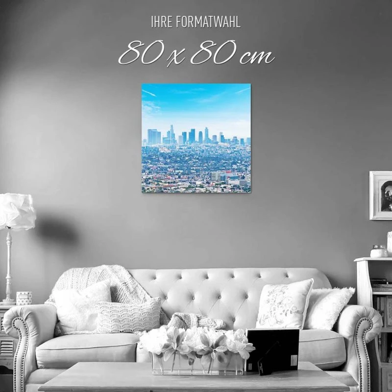 Skyline Los Angeles Panorama als Alu-Dibond Bild 80x80cm
