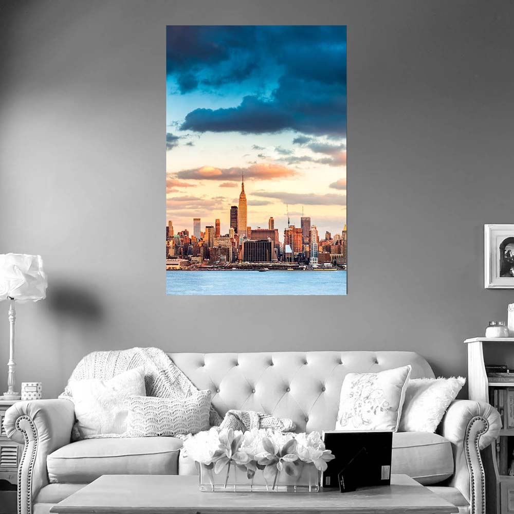Skyline Panorama von New York Poster XXL 100x150cm im Hochformat
