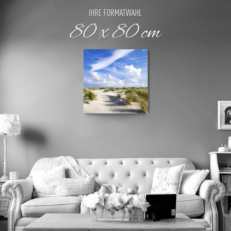 Strand & Meer Dünen Langenoog Nordsee als Alu-Dibond Bild 80x80cm