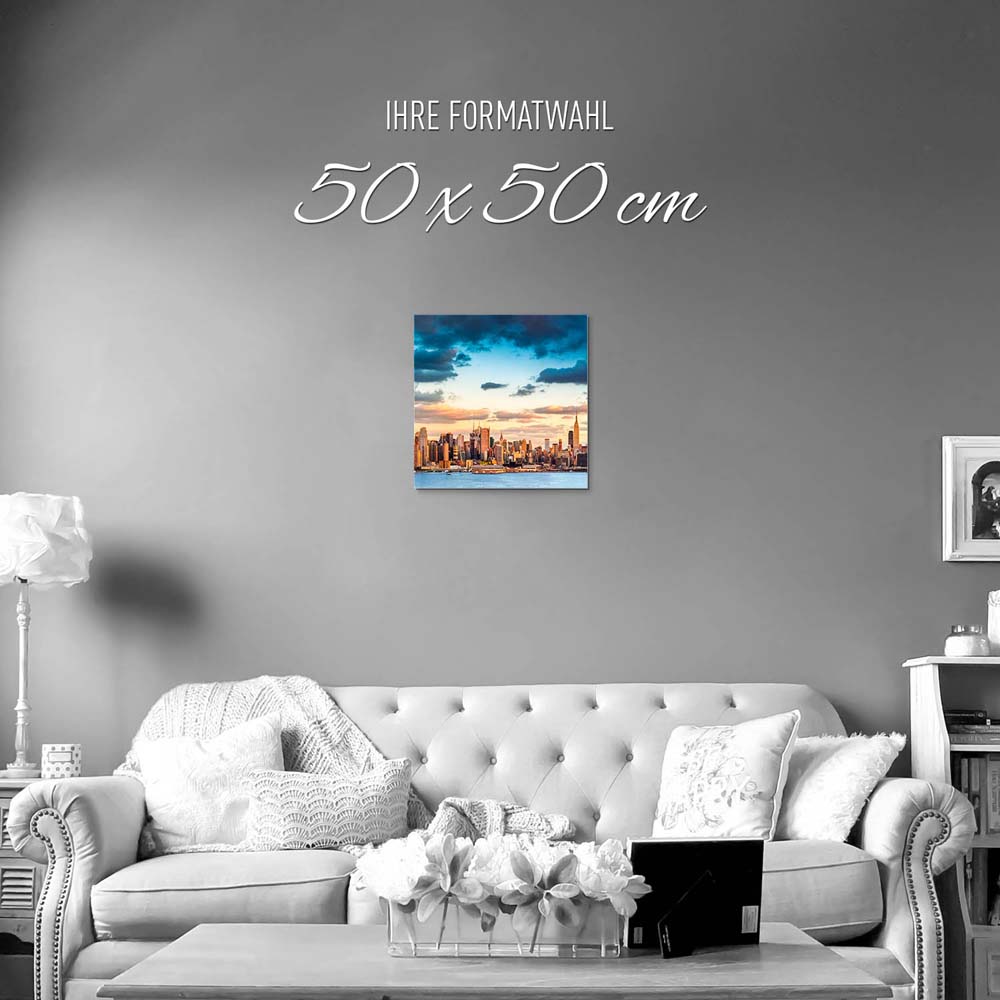 Skyline Panorama von New York als Alu-Dibond Bild 50x50cm
