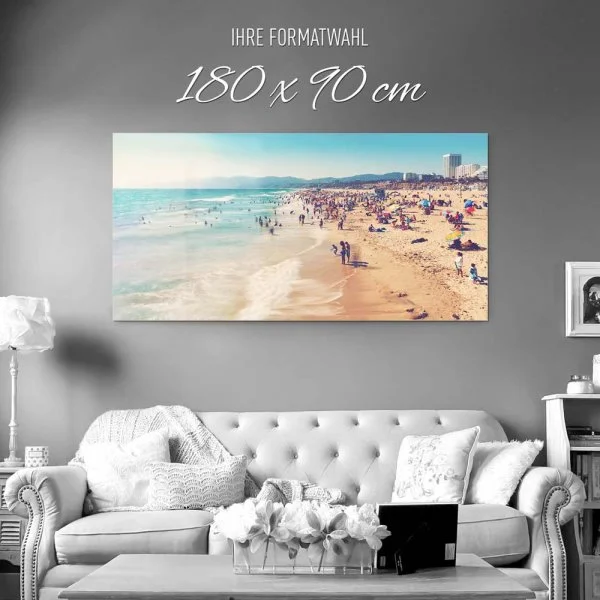 Strand & Meer Santa Monica Beach Los Angeles als Acrylglasverbund Bild 180x90cm