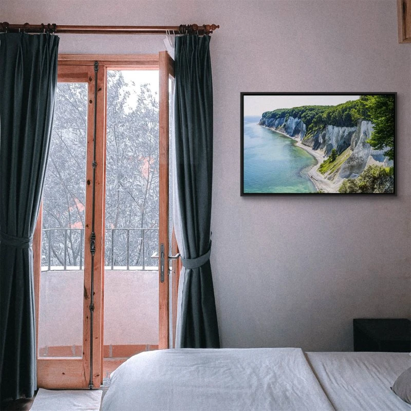 Strand & Meer Insel Rügen Ostsee im schwarzen Bilderrahmen, 120x60cm