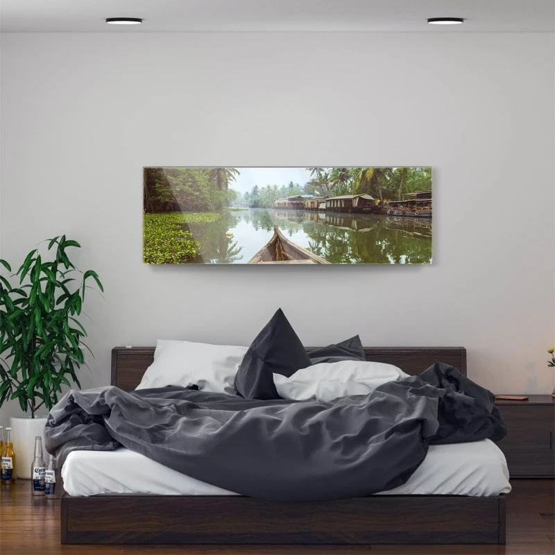 Flüsse & Seen Kumarakom Indien als Acrylglasverbund Bild 150x50cm
