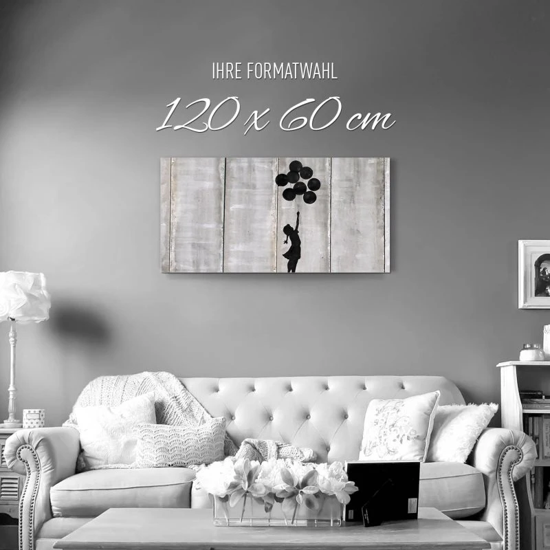 Banksy Girl with ballons als Alu-Dibond Bild 120x60cm