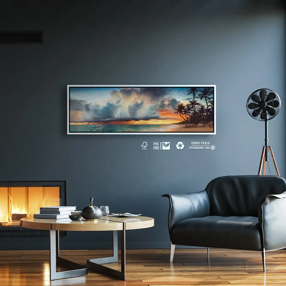 Strand & Meer Dominikanische Republik im weißen Bilderrahmen, 150x50cm