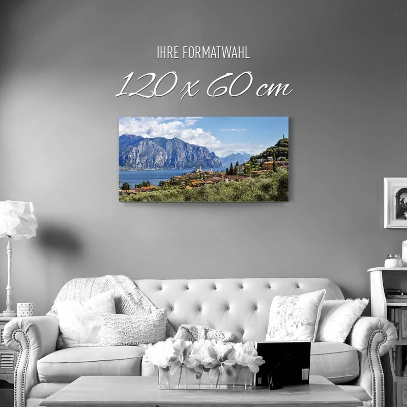 Strand & Meer Malcesine, Gardasee als Alu-Dibond Bild 120x60cm