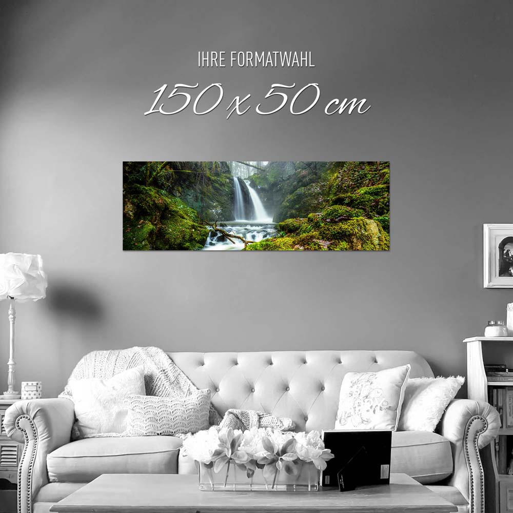 Panorama Poster 150x50cm, Wald & Bäume Wasserfall im Schwarzwald