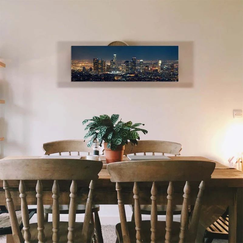Skyline Los Angeles Nachts als Alu-Dibond Bild 80x80cm