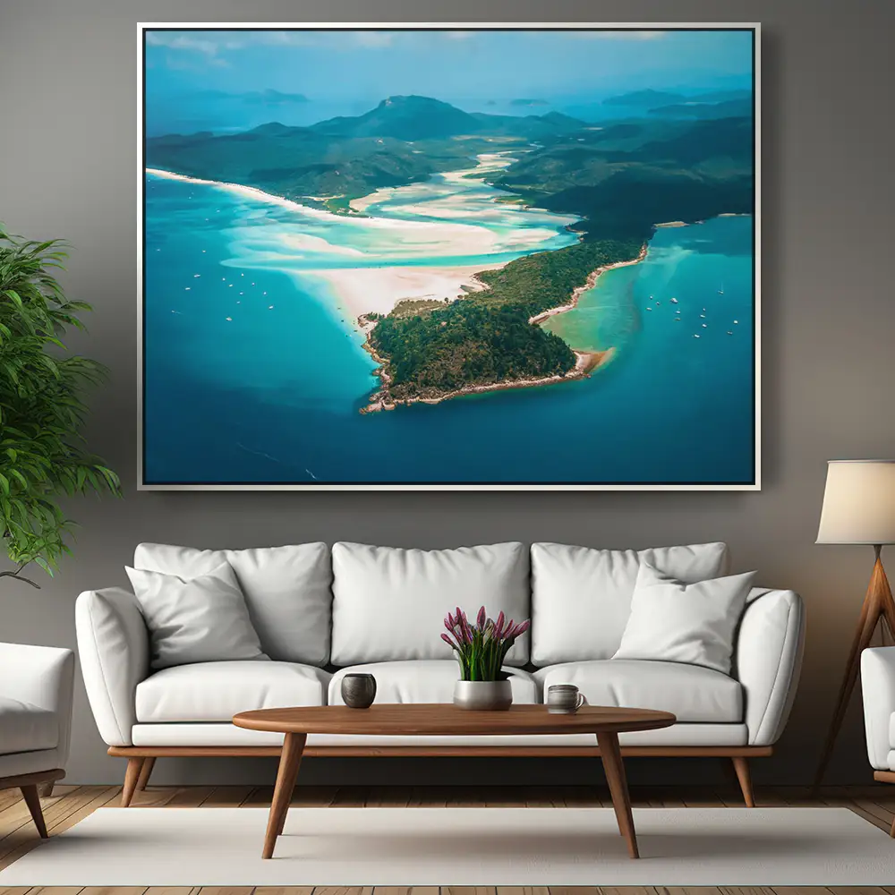 Strand & Meer Panorama Australien im weißen Bilderrahmen, 200x150cm