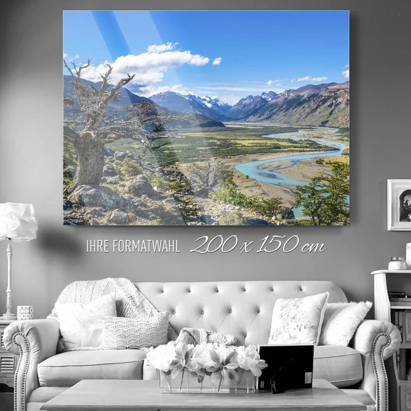 200x150cm großes Acrylglasbild, Berge & Gebirge Patagonien Flüsse