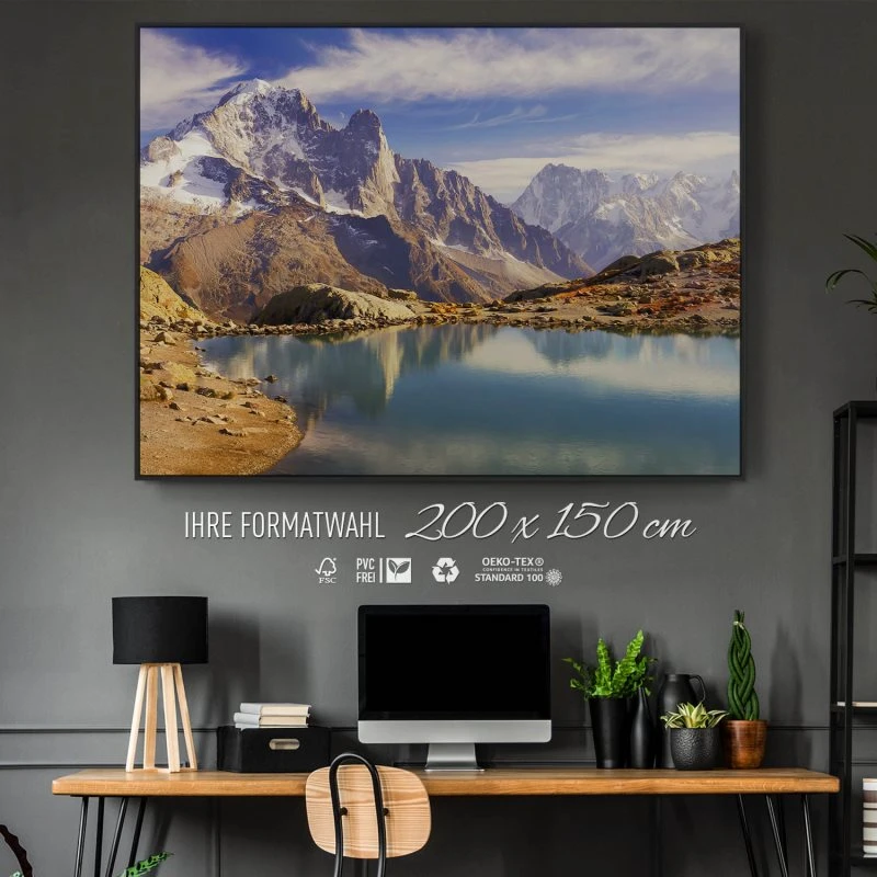 Berge & Gebirge Crystal Lakes Franz. Alpen im schwarzen Bilderrahmen, 200x150cm