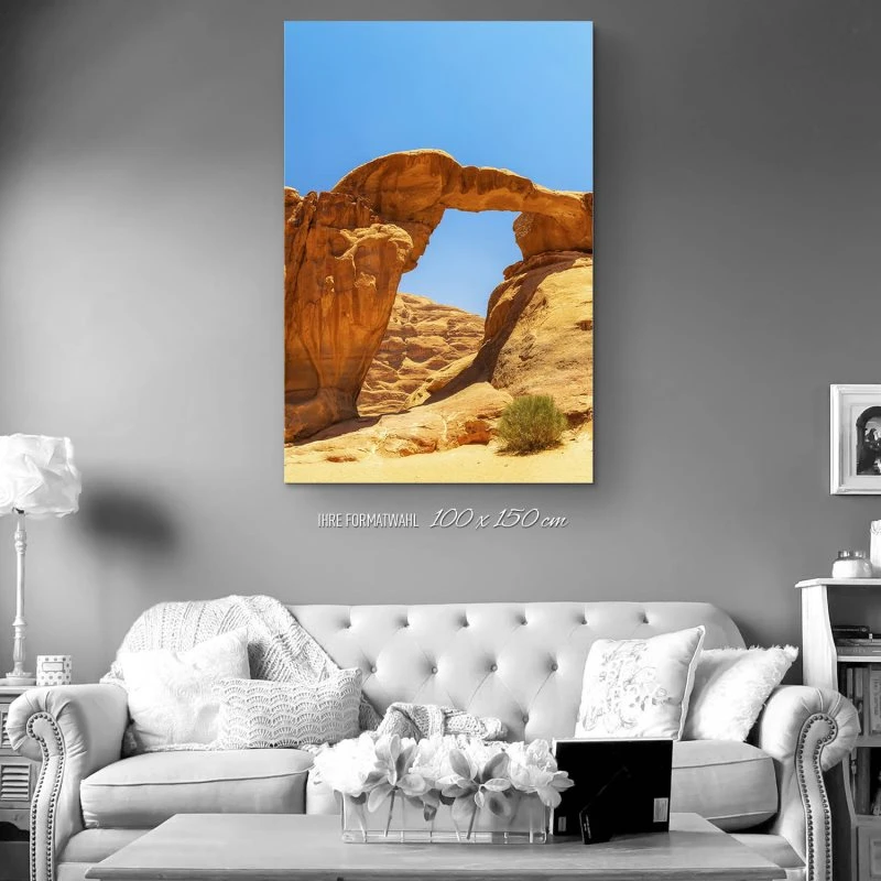 XXL Berge & Gebirge Alu-Dibond Bild im Hochformat 100x150cm, Motiv Wadi Rum Wüste