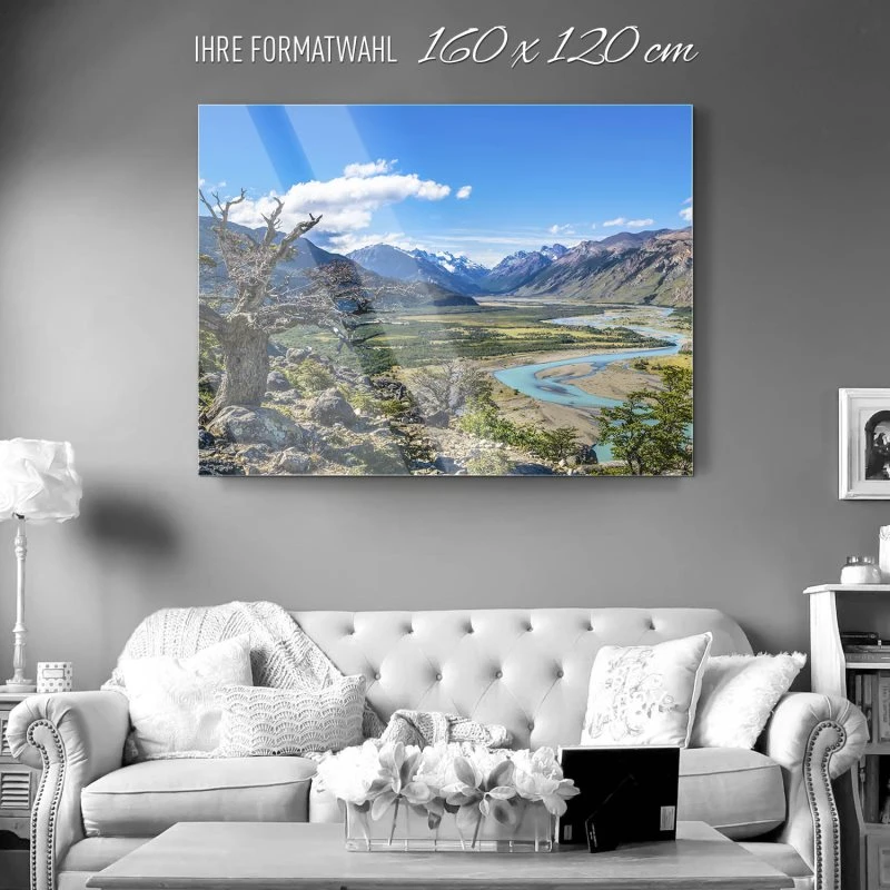 Berge & Gebirge Patagonien Flüsse als Acrylglasverbund Bild 160x120cm