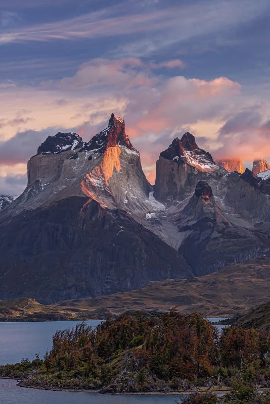 Poster 80x120cm Hochformat, Flüsse & Seen Sonnenspiele Patagonien