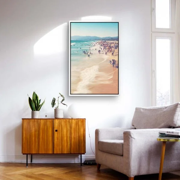 Strand & Meer Santa Monica Beach Los Angeles im weißen Bilderrahmen, 80x80cm