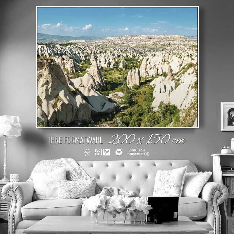 Berge & Gebirge Kappadokien Türkei im weißen Bilderrahmen, 200x150cm