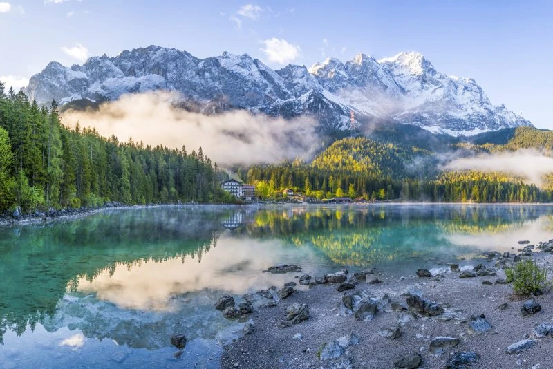 Berge & Gebirge Eibsee mit Zuspitze Alpen als Alu-Dibond Bild 120x80cm