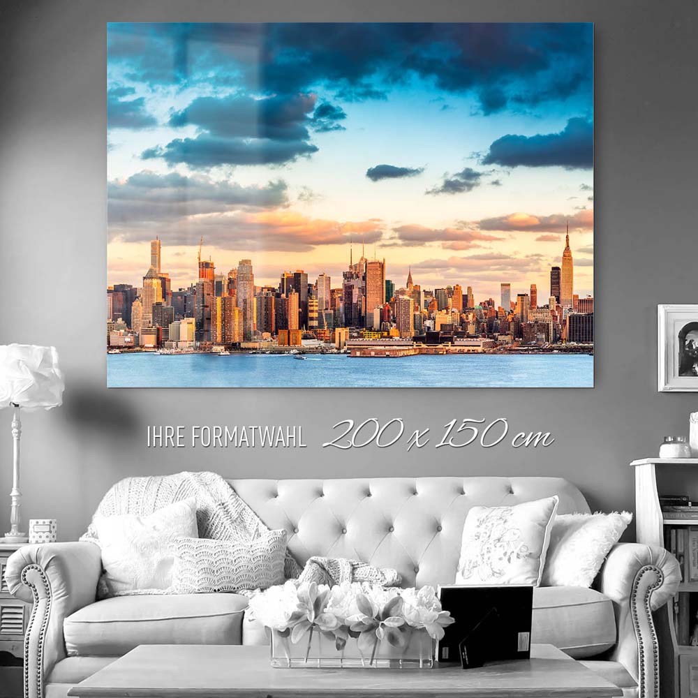 Skyline Panorama von New York als Acrylglasverbund Bild 200x150cm