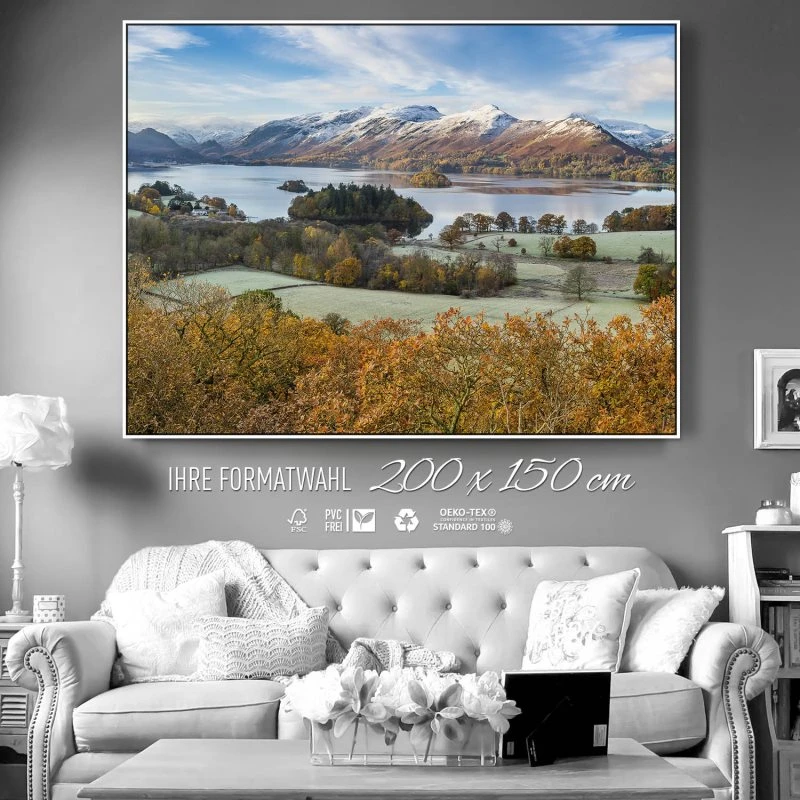 Berge & Gebirge Derwent Water England im weißen Bilderrahmen, 200x150cm