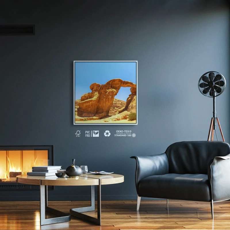 Berge & Gebirge Wadi Rum Wüste im weißen Bilderrahmen, 80x80cm