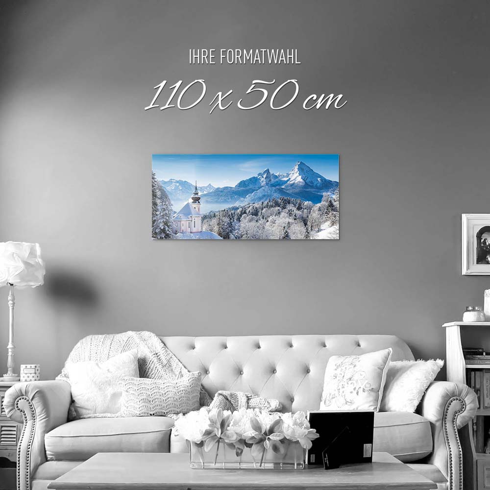 Berge & Gebirge Winter in den Alpen als Acrylglasverbund Bild 110x50cm