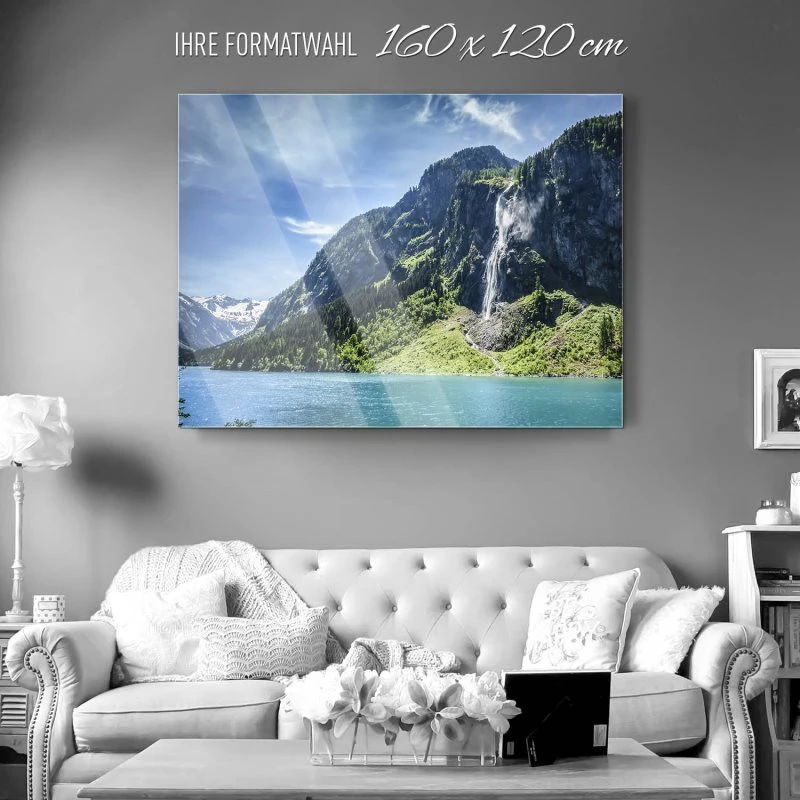 Berge & Gebirge Zillertal Wasserfall als Acrylglasverbund Bild 160x120cm