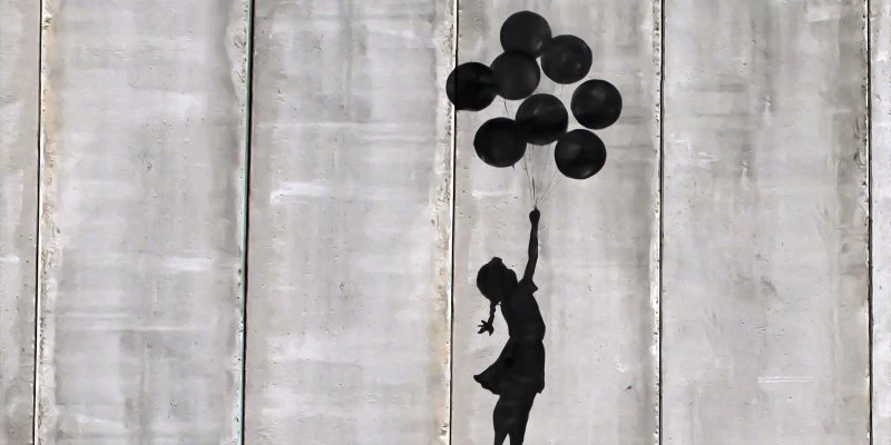 Banksy Girl with ballons als Alu-Dibond Bild 120x60cm