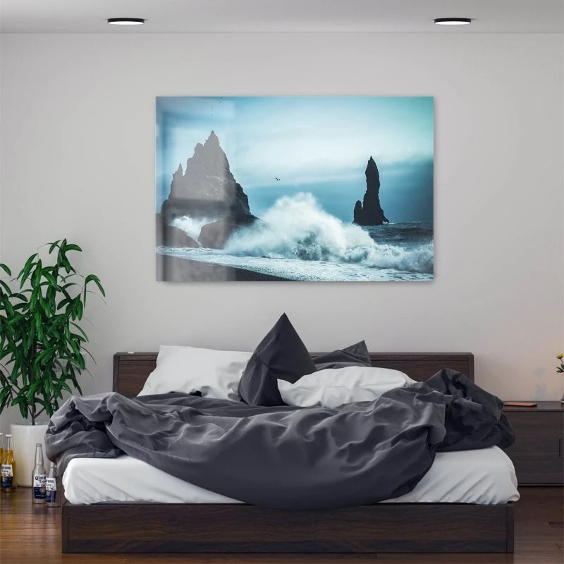 Acrylglasbild XXL, Berge & Gebirge Island Klippen 160x120cm groß