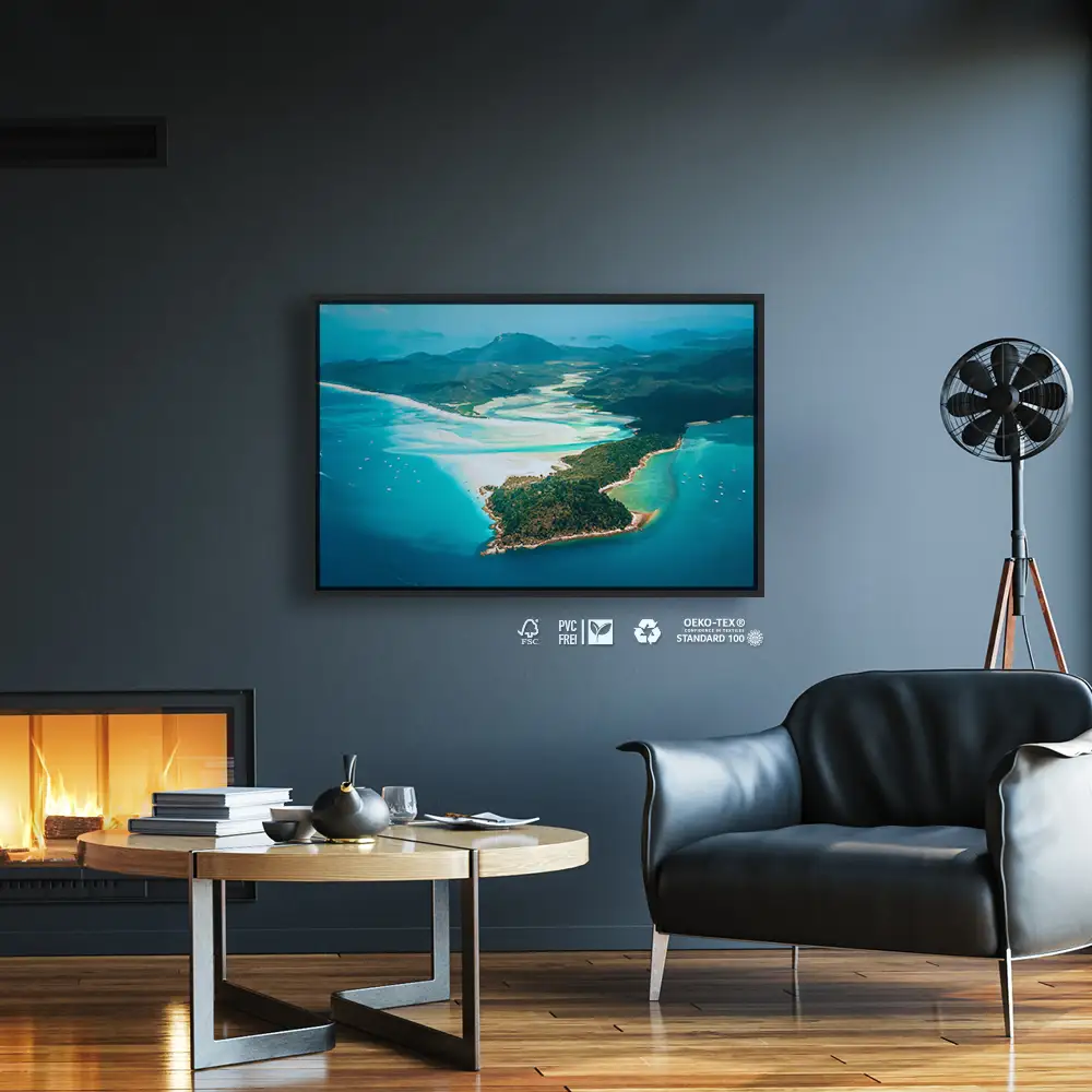 Strand & Meer Panorama Australien im schwarzen Bilderrahmen, 90x60cm