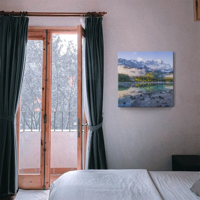 Berge & Gebirge Eibsee mit Zuspitze Alpen als Leinwand Bild 80x80cm